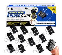 G4GADGET Clips de carpeta de 19 mm, color negro, paquete de 50 clips de papel plegables/bulldog, juego de clips de metal fuerte para oficina, escuela, hogar, archivo y organización