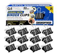 G4GADGET Clips de carpeta de 32 mm, color negro, paquete de 20 clips plegables medianos, clips de metal fuerte para carpeta de papel para oficina, escuela, hogar, archivo y organización