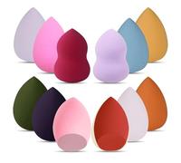 G4GADGET Juego de 12 esponjas de maquillaje multicolor, mezcladoras de belleza sin látex para una aplicación impecable de base, esponja de maquillaje versátil para uso húmedo y seco con textura suave