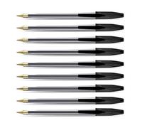 G4GADGET Paquete de 25 bolígrafos biro negros de punta media con fluidez y escritura suave