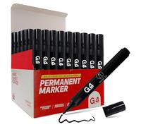 G4GADGET Rotuladores permanentes negros, 50 unidades, punta redonda, punta fina para uso multisuperficie, ideal para oficina, escuela y proyectos creativos