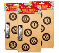 G4GADGET Tabla de Bingo con Clip, Paquete de 3 - Tarjeteros de Madera Dura de Bingo, tableros de Clip de Metal Fuerte para Libros y Tarjetas de Bingo, tableros de Escritura portátiles, 30 x 17 x 1,4