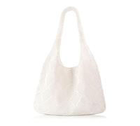 G4ZS5Z0G1 Bolsa de playa de ganchillo de verano para mujer, bolsa de malla estética, bolsa de tela hippie, bolsa de punto, D - Beige, Medium