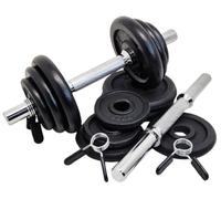 G5 HT SPORT Juego de mancuernas + discos de hierro fundido Ø25 mm [11,21,35 kg] | Pesas ajustables con cierres de tornillo y muelle | Kit para entrenamiento en casa y gimnasio | Fitness y Bodybuilding