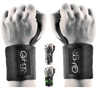 G5 HT SPORT Muñequeras de gimnasio profesionales | Mujer & Hombre | Muñequeras Gimnasio Bandas Muñecas | Culturismo Powerlifting Crossfit, Calistenics, Levantamiento de Peso Grueso Wrist Wraps (Negro)