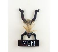 G6 Collection Handmade Wooden Primitive Men Bathroom Sign Tribal Funny Statue Sculpture Tiki Bar Gift Home Decor Figurine Hand Carved