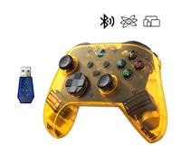 G6 Mando Inalámbrico para Juegos, Mando Portátil, 5 Modos, Gamepad con Botones Personalizables, Compatible con Bluetooth & Multi-Plataforma (Amarillo Translúcido, Mando Portátil + Receptor USB)