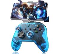 G6 Mando PC Inalámbrico Controlador Bluetooth con Soporte,Android Mando Inalámbrico PC,Joysticks & Gatillos Electromagnéticos/Programación de macros Botón Atrás,400mAh,5 modos de conexión (Azul)