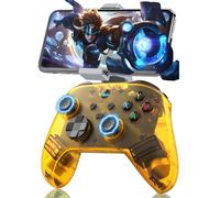 G6 Mando PC Inalámbrico Controlador Bluetooth con Soporte,Android Mando Inalámbrico PC,Joysticks & Gatillos Electromagnéticos/Programación de macros Botón Atrás,400mAh,5 modos de conexión (Amarillo)