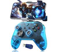 G6 Mando PC Inalámbrico Mando Bluetooth con Soporte+Receptor USB,Android Mando Inalámbrico PC,Programación de macros Botón Atrás/Joysticks Electromagnéticos/Motores de vibración duales (Azul)