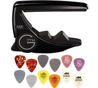 G7th Performance 3 ART Capo - 6 cuerdas, negro satinado, incluye paquete de selección Dunlop