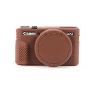 G7X Mark II - Funda protectora de silicona suave ultrafina y ligera para cámara Canon PowerShot G7X Mark II con cubierta de lente extraíble (café)