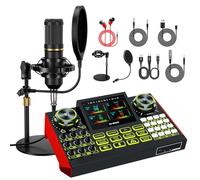 G9 - Paquete de micrófono de podcast con mezclador de audio de tarjeta de sonido en vivo, equipo de podcast, placa de sonido con micrófono de condensador de 3.5 mm para PC/teléfono, transmisión en