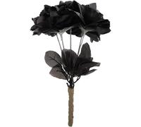 GA COMMUNICATIONS Ramo de rosas negras para decoración de Halloween, flores artificiales, tallo realista, ramo de rosas para disfraz gótico, cadáver, novia, boda, fiesta, oficina, decoración del hogar