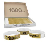 GA Event Solutions 1000 bandas de acceso de Tyvek para diseñar e imprimir en color dorado, pulseras de acceso para fiestas, festivales, eventos