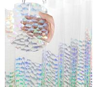 Ga-Geetopia Cortina de Ducha holográfica Fina 3D EVA con Forma de Cubo de Agua, 72 x 72 Pulgadas, Cortina de Ducha de plástico Transparente Ligera Ojales de Metal inoxidables para Cabina de