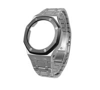 GA2100 Metal Mod Kit Compatible con Casio 2110 GMA-S2100 GM2100 Caja de acero inoxidable y correa reloj Accesorios modificación repuesto(Silver Black Set,GA-2100)