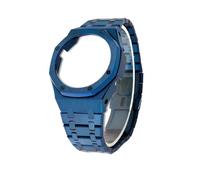 GA2100 Metal Mod Kit Compatible con Casio 2110 GMA-S2100 GM2100 Caja de acero inoxidable y correa reloj Accesorios modificación repuesto(Blue Set,GA-2100)