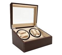 Gaabungky Caja giratoria automática para relojes de 4 + 6 horas, rotación bidireccional, gran capacidad, caja de reloj automática para varios relojes mecánicos, joyas, marrón