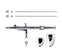 Gaahleri Kit de aerógrafo, pistola de aerógrafo de doble acción de gravedad de 1/2 y 1/4 onzas, aguja de 0.35 y 0.5 mm, juego de cepillo de aire rentable para maquillaje, arte de uñas, pintura modelo,