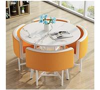 GAAHRQQQ 1 Mesa 4 Sillas Restaurante Balcón Hotel Hogar Cocina 80cm Mesa Redonda Postre Tienda de Cuero Suave Tienda de Ropa (Color: Verde) (Naranja)
