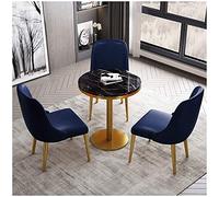 GAAHRQQQ Juego de muebles europeos Simplicity Dormitorio Restaurante Hotel 1 mesa y 3 sillas Cocina 60/70/80 cm Mesa de mármol negro (Color : Marrón Tamaño: 60 cm) (azul marino 70 cm)