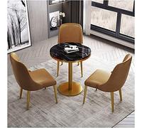 GAAHRQQQ Juego de muebles europeos Simplicity Dormitorio Restaurante Hotel 1 mesa y 3 sillas Cocina 60/70/80 cm Mesa de mármol negro (Color : Marrón Tamaño: 60 cm) (Marrón 80 cm)