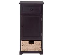 GAAHRQQQ Mesa auxiliar vintage con cesta de almacenamiento, mesita de noche, mesita de noche, mesita de noche, mesa de noche en sala de estar, estilo decorativo (espresso)