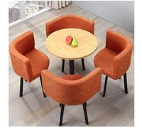 GAAHRQQQ Mesa redonda de 60 cm, 4 sillas de lino de algodón, simple e informal, balcón, oficina, hogar, cocina, sala de estar, área de descanso, mesa de reunión (color: tronco de color-caqui) (color