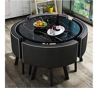 GAAHRQQQ Oficina Recepción Salón Estilo Nórdico Simple 80cm Mármol Imitación Mesa Redonda Hotel Salón de Belleza (Color: Negro Talla A: Estilo 2) (Negro B Estilo 1)