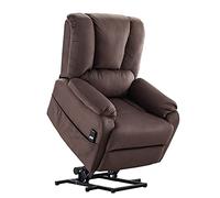 GAAHRQQQ Power Lift - Sillón reclinable eléctrico de piel auténtica para ancianos, silla de oficina con reposapiés y control remoto, sofá de tela suave