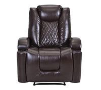 GAAHRQQQ Power Motion - Silla reclinable reclinable para juegos de cine en casa, con puerto de carga USB y portavasos, silla de salón de poliuretano para sala de estar, color marrón