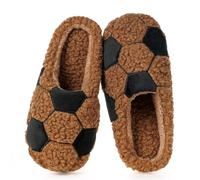 Gaatpot Zapatillas de Estar Invierno Mujer Hombre Pantuflas Peluche Cálido Comodidad Interior Slippers Forma de pelota creativa,Fútbol marrón,46/47(300)