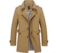 Gabardina casual para hombre con solapa para uso diario e invierno, marrón, M