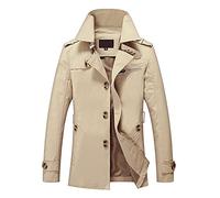 Gabardina clásica y elegante para hombre, ligera, para invierno, cortavientos, para exteriores, casual, con bolsillos, gabardina de un solo botonadura, chaqueta de trabajo de longitud media, talla
