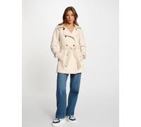 Gabardina con cuero sintético marfil mujer 38