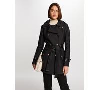 Gabardina con cuero sintético negro mujer 34