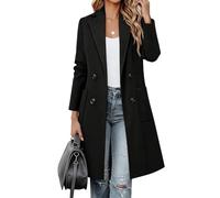 Gabardina cruzada de mezcla de lana para mujer con solapa muesca.