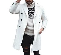 Gabardina de doble botonadura para hombre, gabardina larga de invierno de tweed grueso, informal, cuello de solapa, abrigo acolchado de manga larga, chaqueta ajustada, gabardina, abrigo largo para