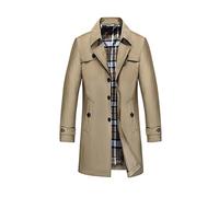 Gabardina de Hombre Slim Fit Primavera Otoño Estilo Británico Abrigo de Trinchera Parker Cazadora Casual Cortavientos Moda Clásica Trenca de Un Solo Pecho Chaqueta con Forro de Felpa de Invierno