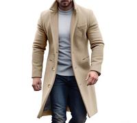 Gabardina de invierno para hombre, con solapa de un solo botonadura y manga larga, diseñada para uso al aire libre (M caqui)