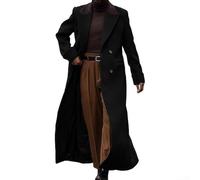 Gabardina de lana alargada para hombre con doble botonadura frontal y cuello de solapa para eventos casuales y de fiesta en climas más fríos (XL negro)
