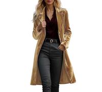 Gabardina de longitud media para mujer, abrigo de terciopelo elegante y moderno para otoño e invierno.