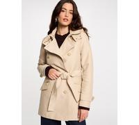 Morgan Gabardina entallada cinturón y capucha Beige 40