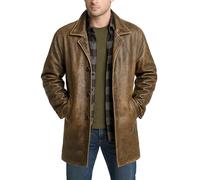 Gabardina Fashion_First para hombre de 3/4 de longitud media de cuero genuino - Chaqueta de coche larga estilo vintage para hombre, Blazer de cuero para cosplay, Marrón vintage., 3XL