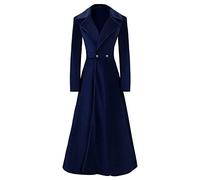 Gabardina gótica de terciopelo para mujer, manga larga, solapa, vintage, largo, abrigo steampunk, otoño e invierno, abrigos cálidos, Azul, XXL