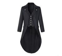 Gabardina gótica para hombre, estilo victoriano, steampunk, chaqueta formal de manga larga para otoño, renacentista, estilo medieval, abrigo de poliéster (L, negro)