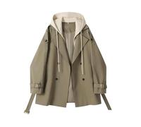 Gabardina informal para mujer, con cinturón de doble botonadura, suelta, falsa, 2 piezas, marrón, L