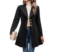 Gabardina larga cruzada con cinturón elegante para mujer (negro L)