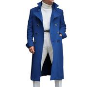 Gabardina larga de doble botonadura para hombre con solapa de muesca. | Gabardina cruzada, chaqueta larga con solapa de muesca, abrigo clásico, prenda de abrigo informal.